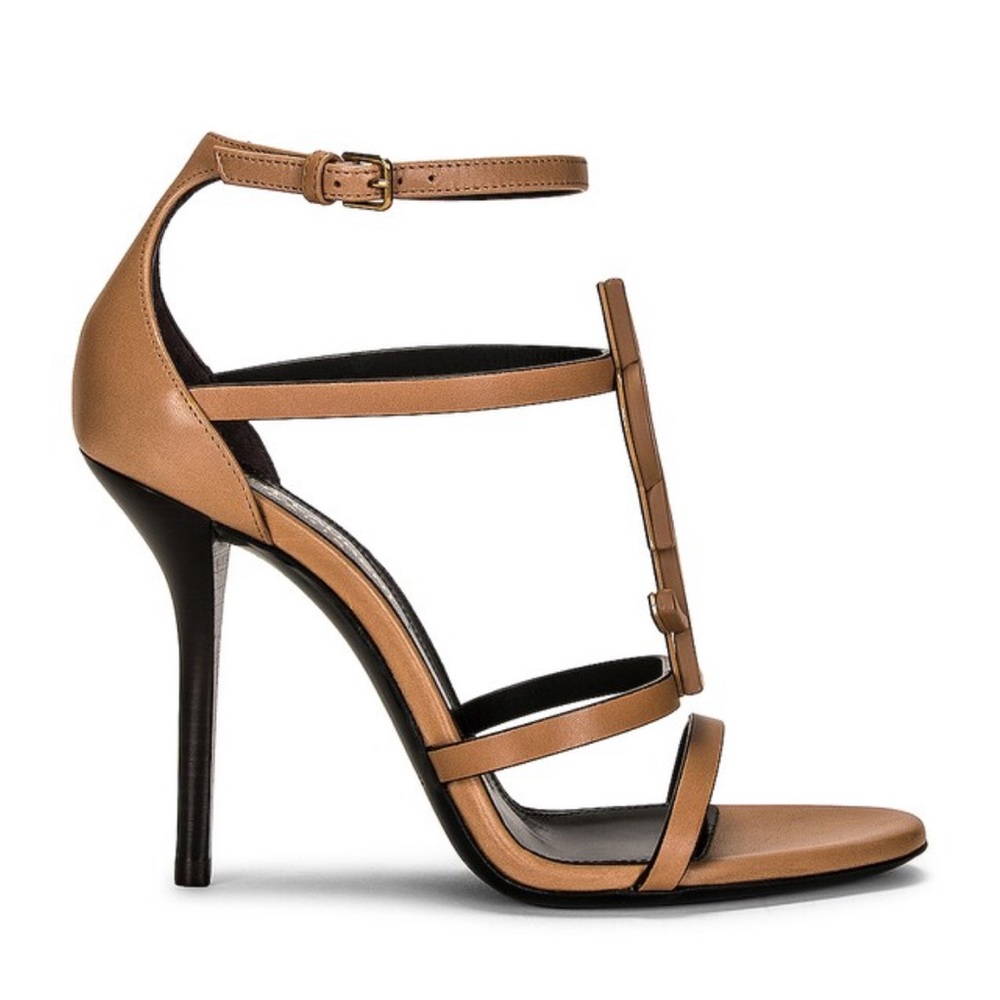 YSL SAINT LAURENT Cassandra Heels in Nude Tan Gold Brown Size 36 6 - Picture 3 of 5